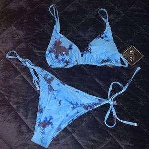 Blue Tie Dye Matching Bikini Set
